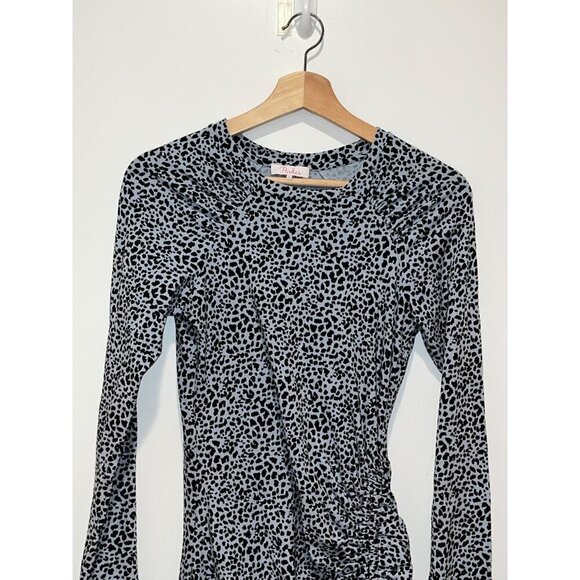 Parker Rhea Long-Sleeve Leopard Print Ruched Mini Dress Women's Size XS - Picture 3 of 10